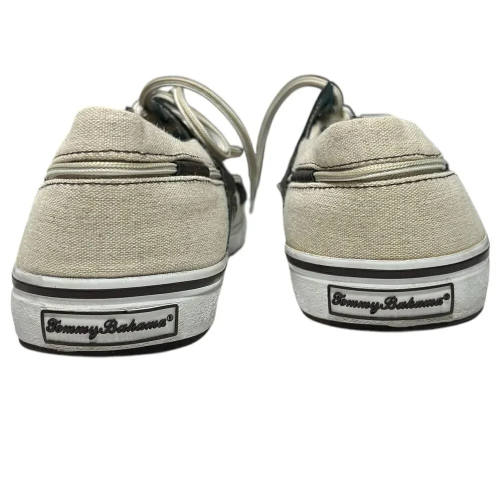 Tommy Bahama Leather and Canvas Boat Shoes Means Size 11